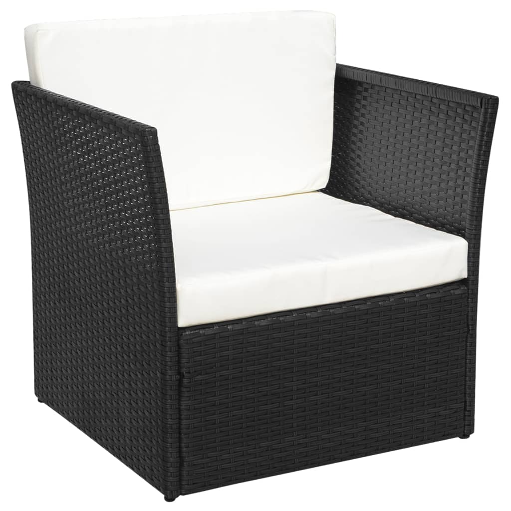 Patio Chair with Stool Poly Rattan Black