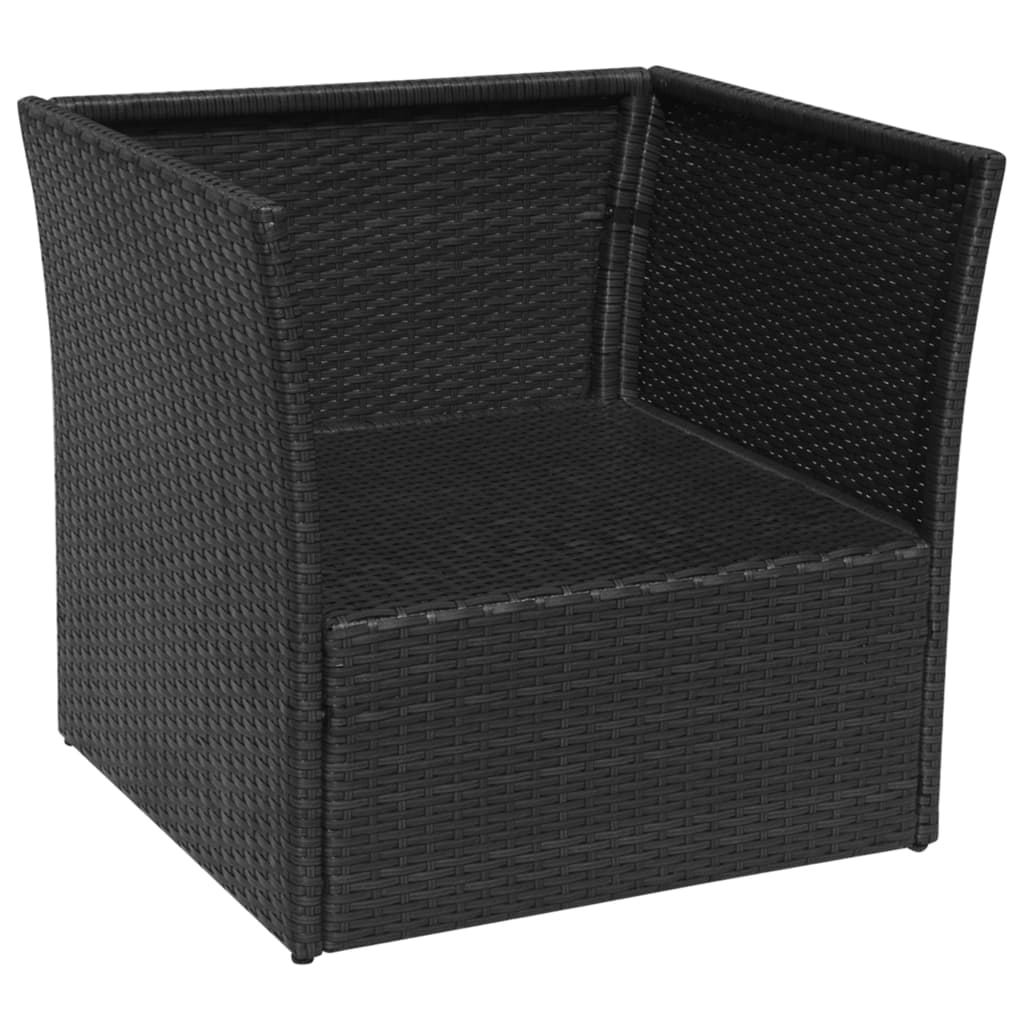 Patio Chair with Stool Poly Rattan Black