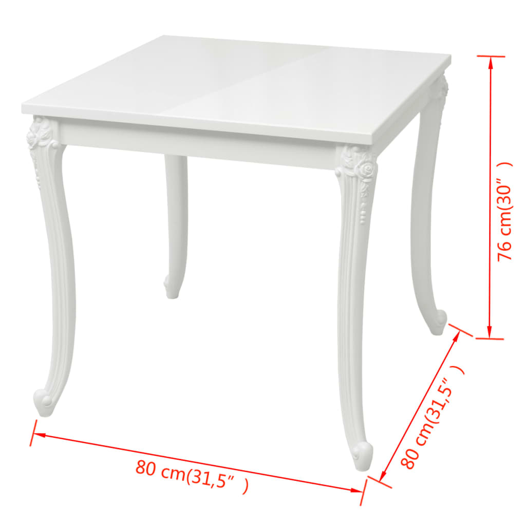 Dining Table 31.5"x31.5"x30" High Gloss White