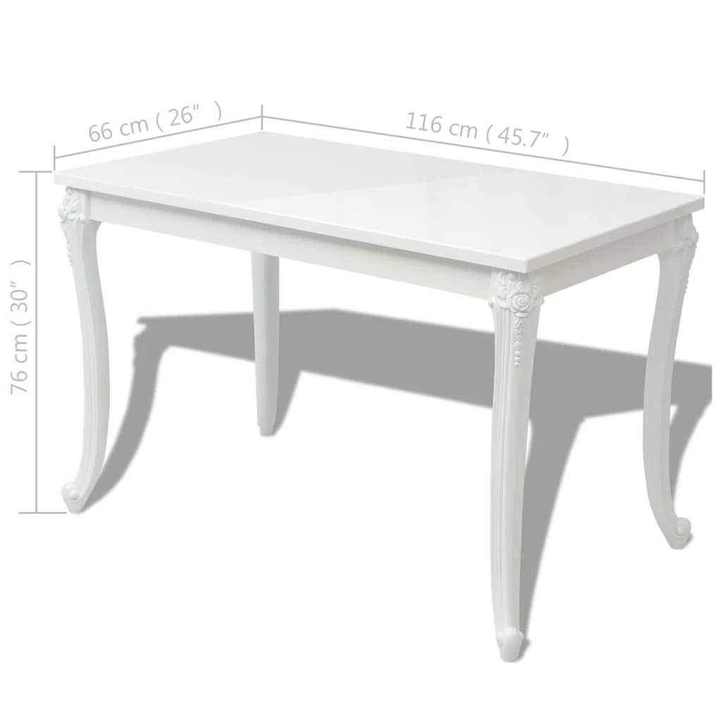 Dining Table 45.7"x26"x30" High Gloss White