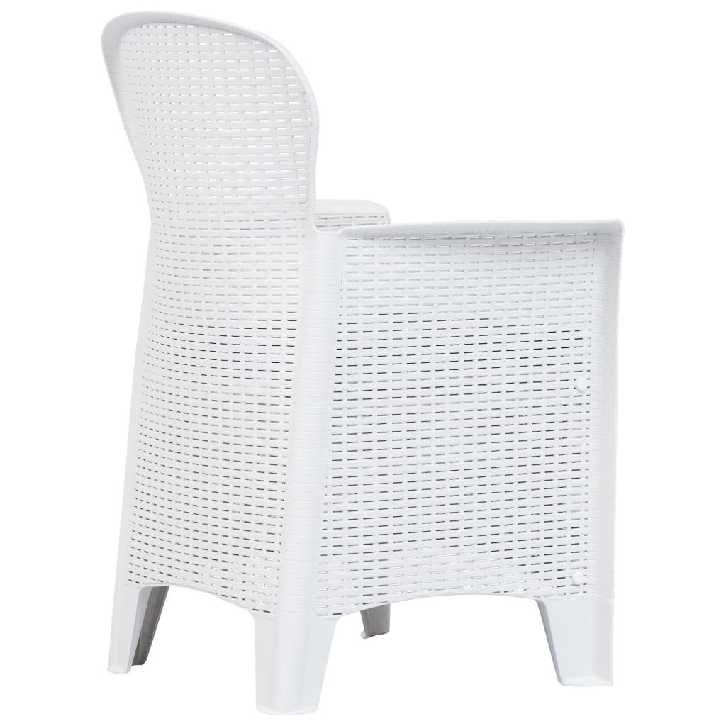 Patio Chairs 2 pcs with Cushion White Plastic Rattan Look