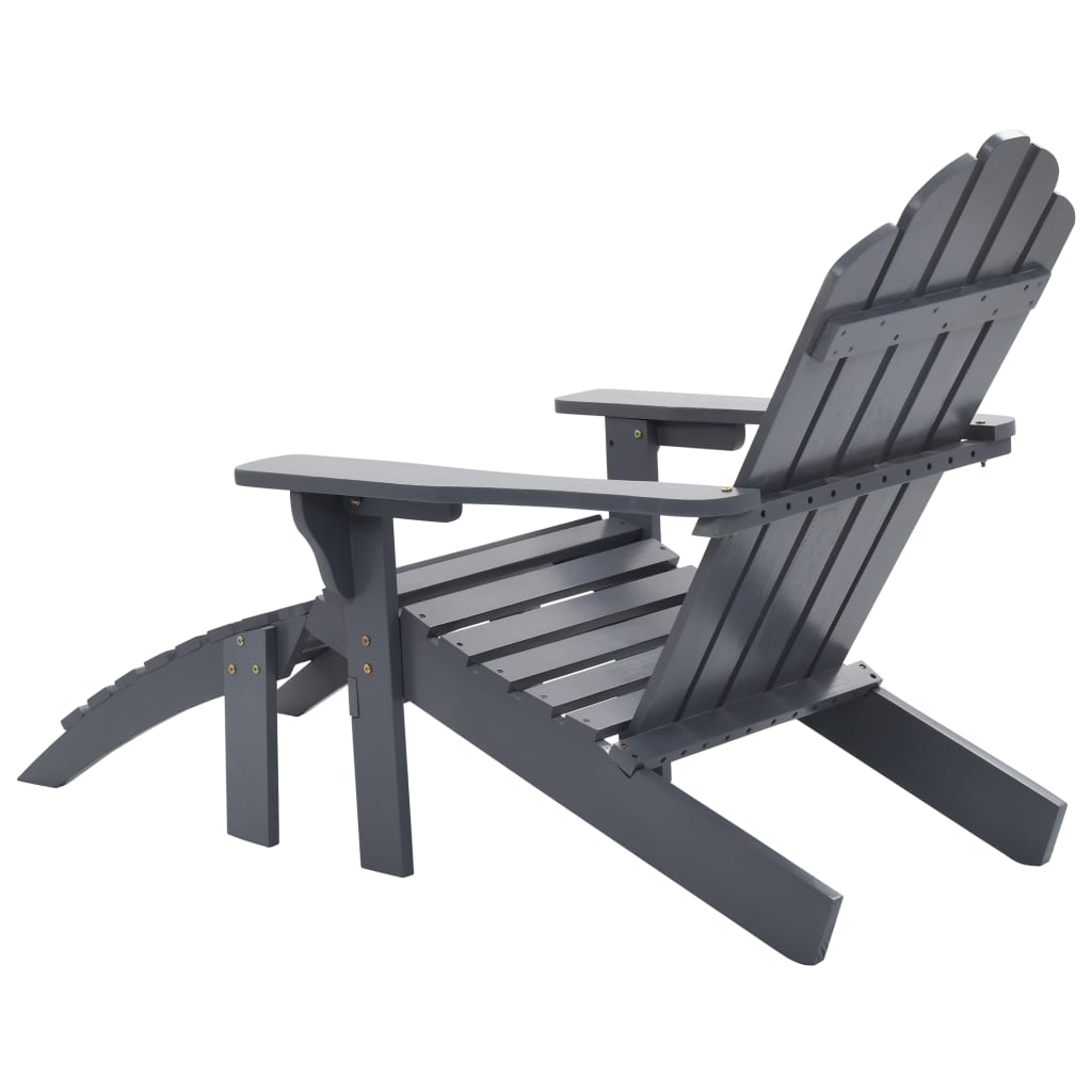 Patio Chair with Ottoman Wood Gray