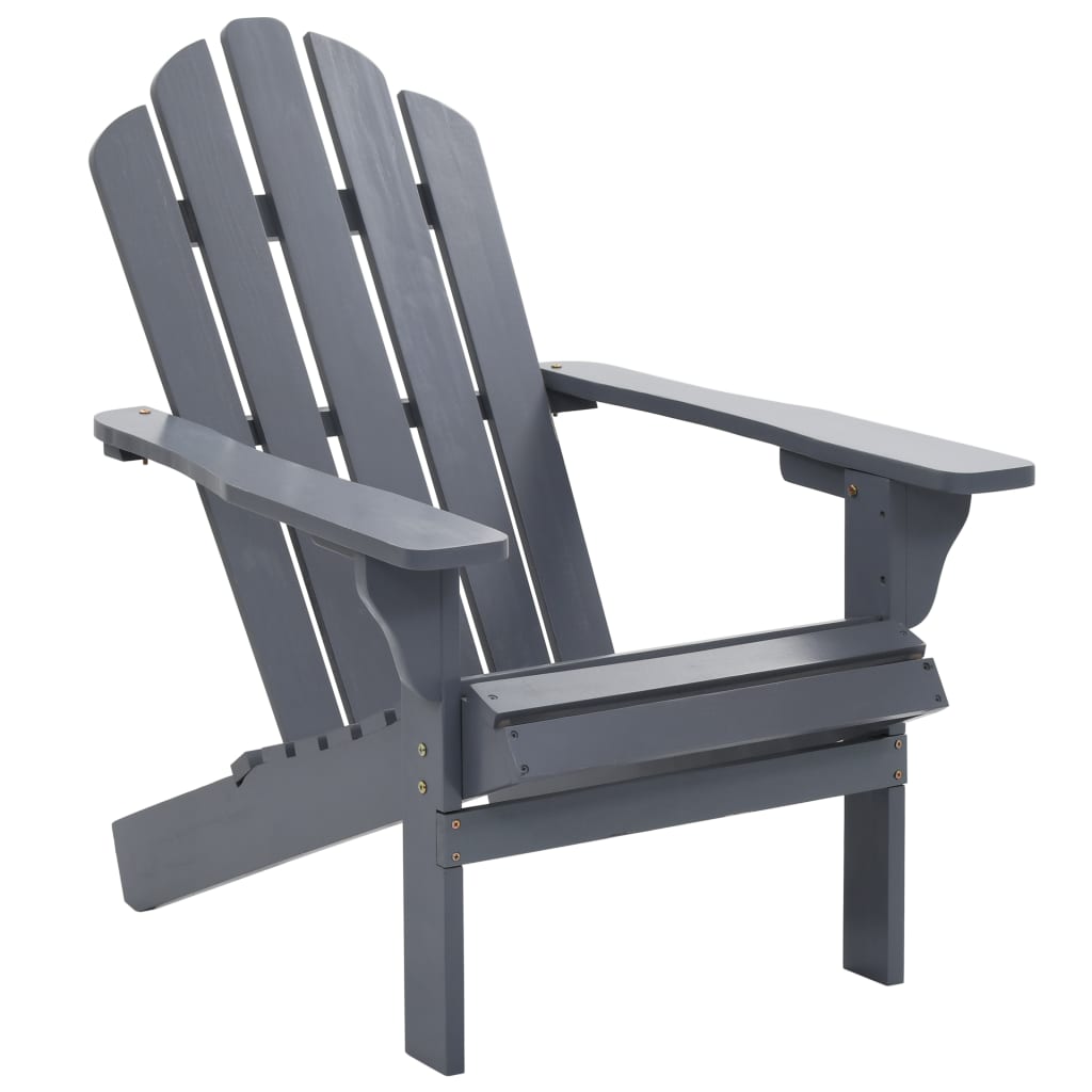 Patio Chair with Ottoman Wood Gray