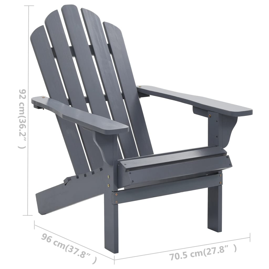 Patio Chair with Ottoman Wood Gray