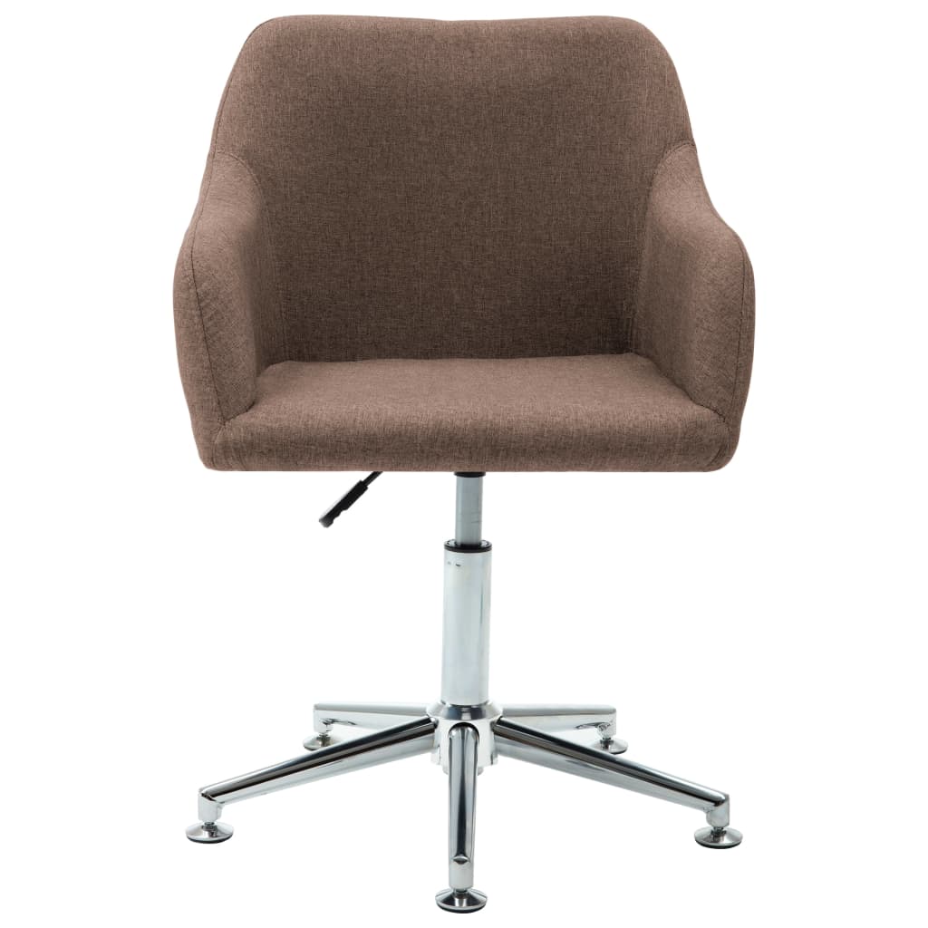 Swivel Dining Chair Brown Fabric