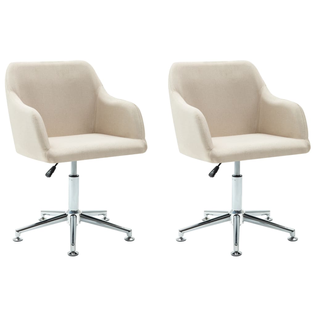 Swivel Dining Chairs 2 pcs Cream Fabric