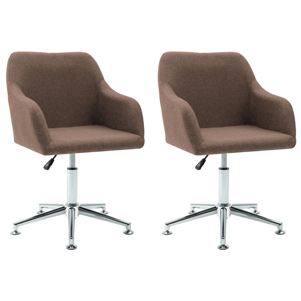 Swivel Dining Chairs 2 pcs Brown Fabric