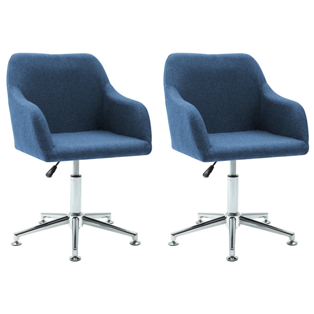 Swivel Dining Chairs 2 pcs Blue Fabric