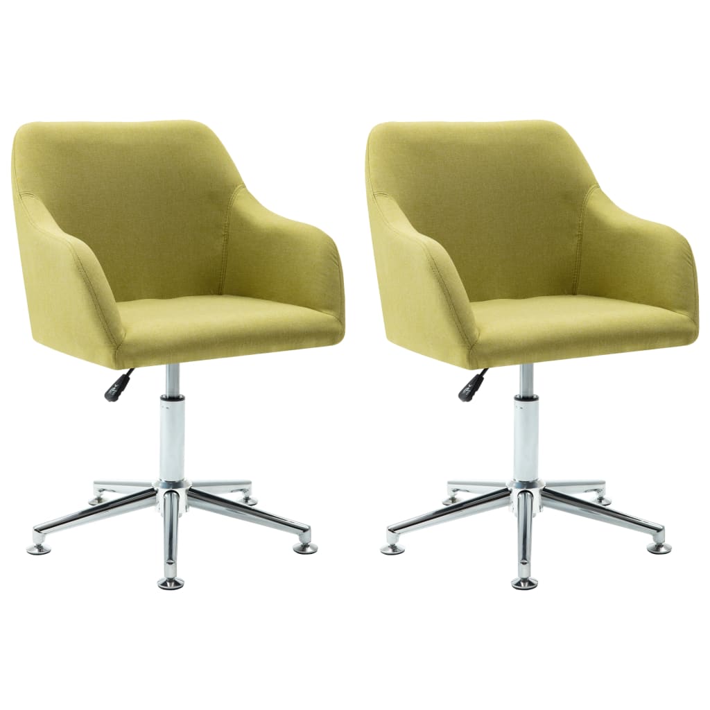 Swivel Dining Chairs 2 pcs Green Fabric