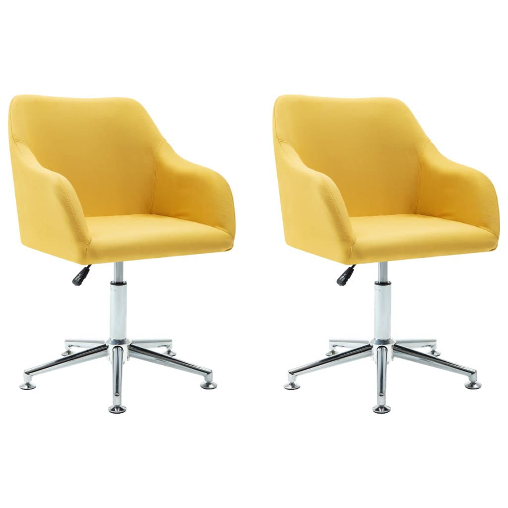 Swivel Dining Chairs 2 pcs Yellow Fabric