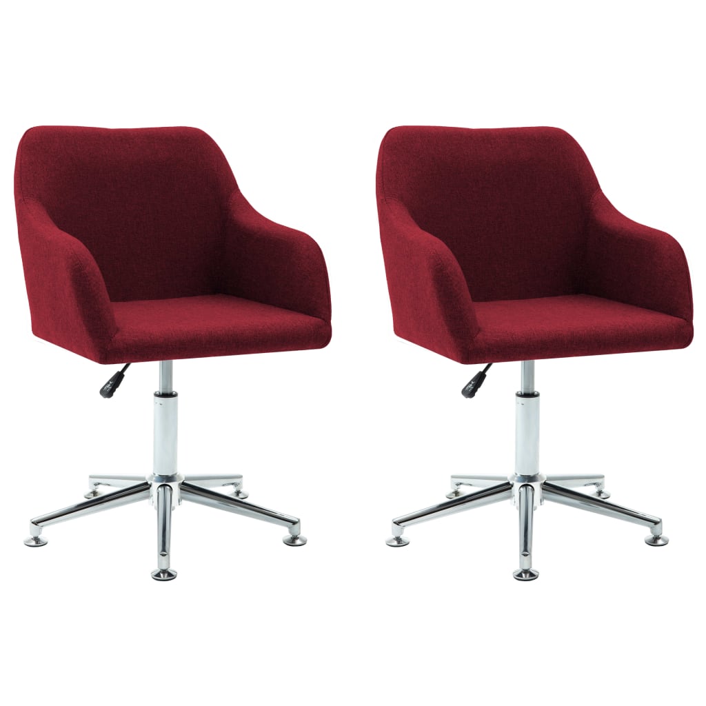 Swivel Dining Chairs 2 pcs Wine Red Fabric