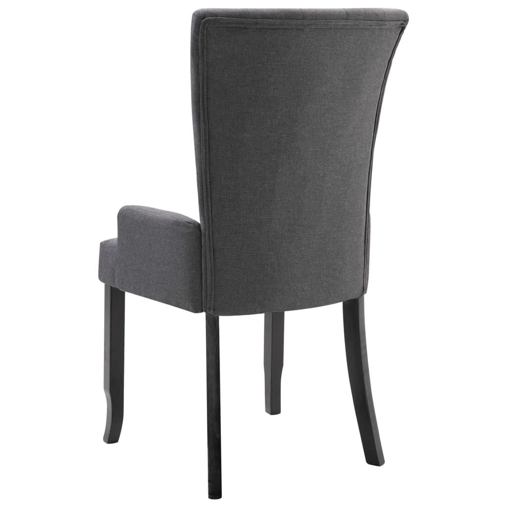 Dining Chairs with Armrests 6 pcs Dark Gray Fabric