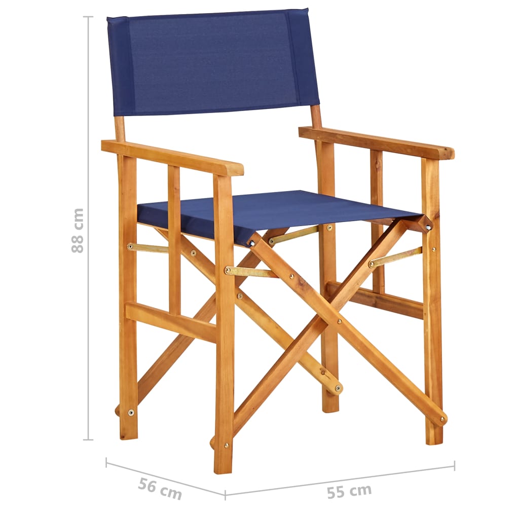 Director's Chairs 2 pcs Solid Acacia Wood Blue