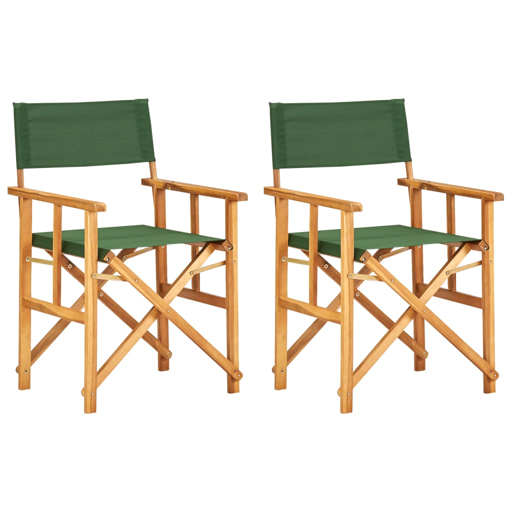 Director's Chairs 2 pcs Solid Acacia Wood Green