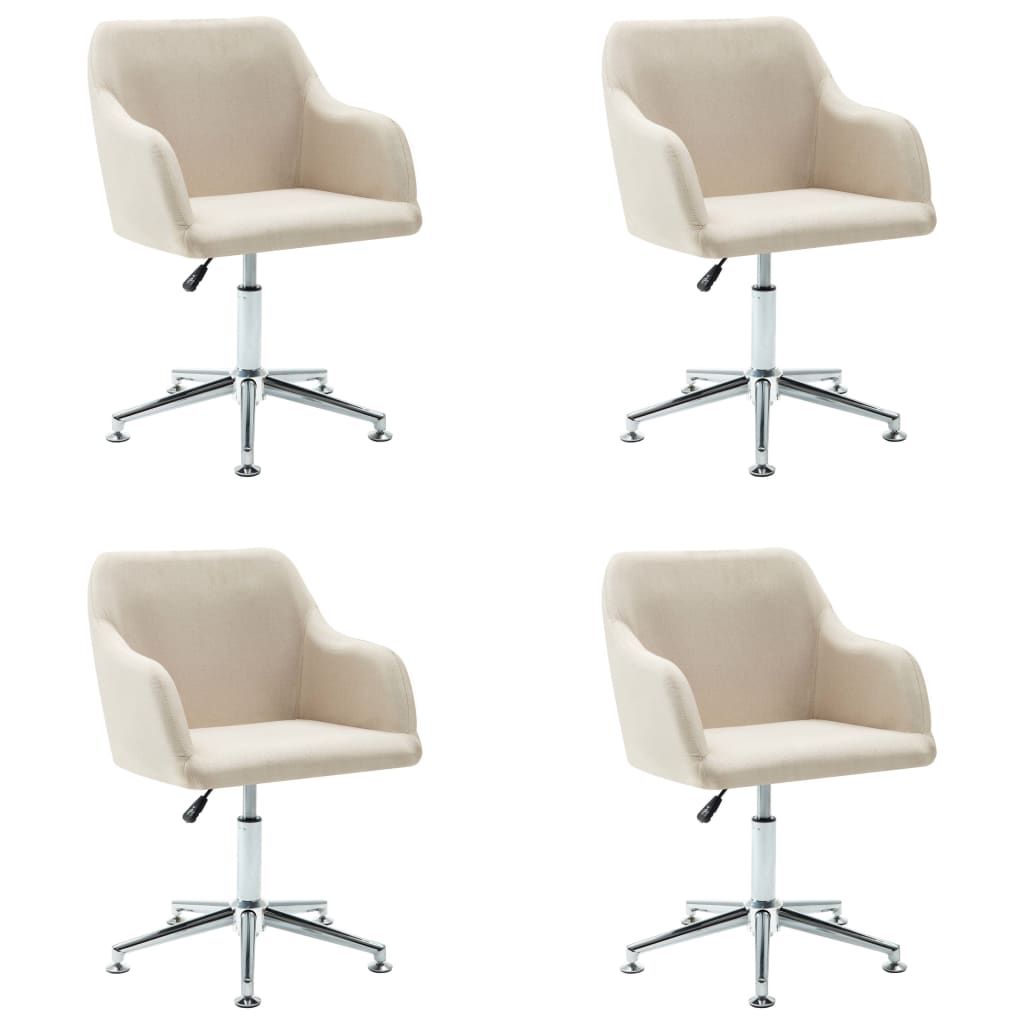 Swivel Dining Chairs 4 pcs Cream Fabric