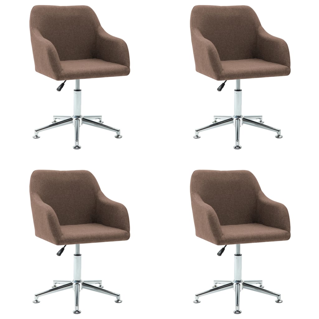 Swivel Dining Chairs 4 pcs Brown Fabric