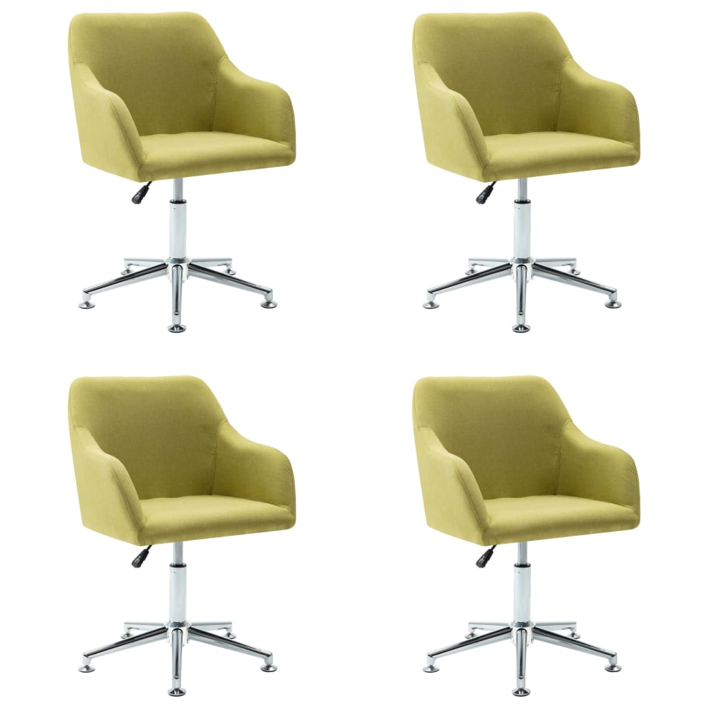 Swivel Dining Chairs 4 pcs Green Fabric