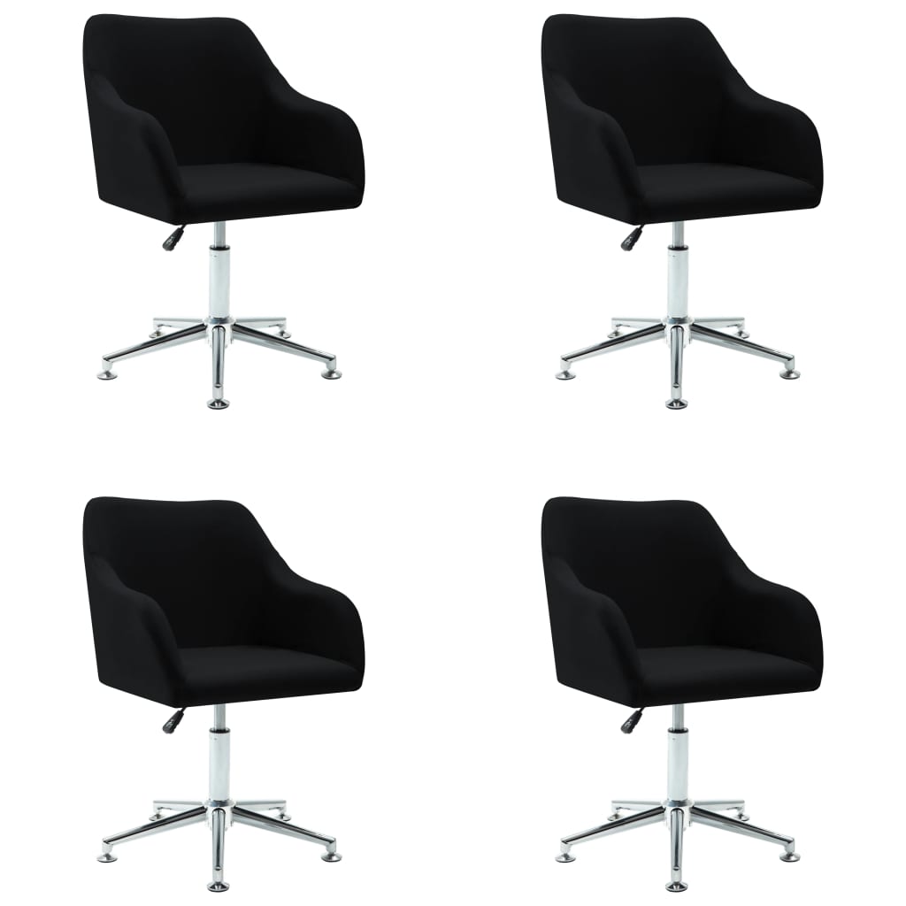 Swivel Dining Chairs 4 pcs Black Fabric