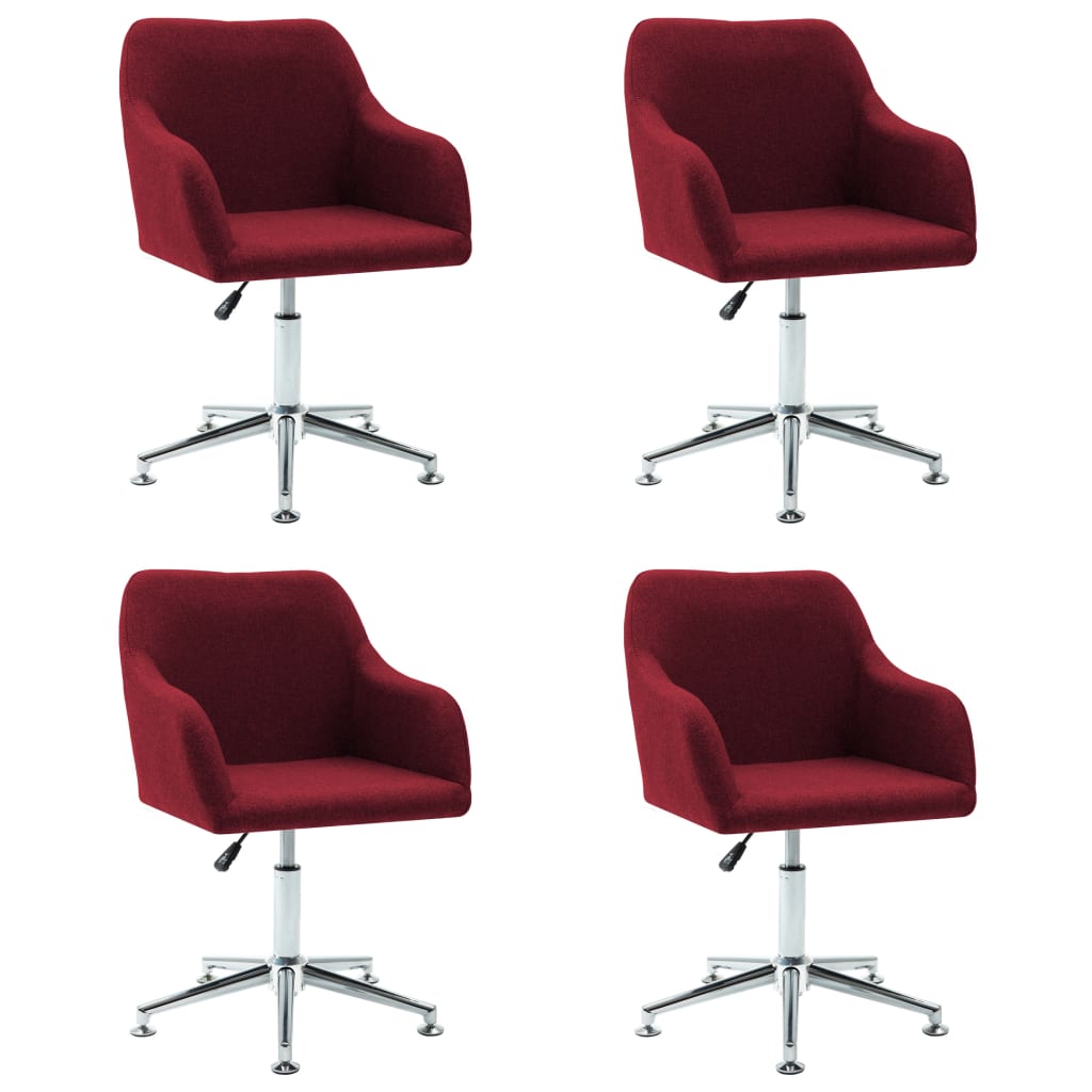 Swivel Dining Chairs 4 pcs Wine Red Fabric