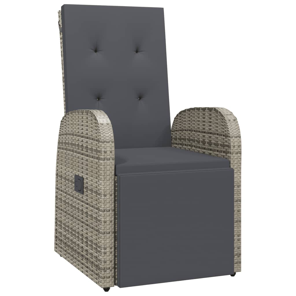 Reclining Patio Chair with Cushion Poly Rattan Gray