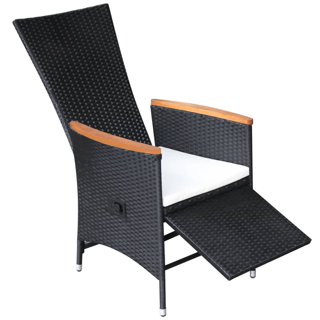 Reclining Patio Chairs 2 pcs with Cushions Poly Rattan Black