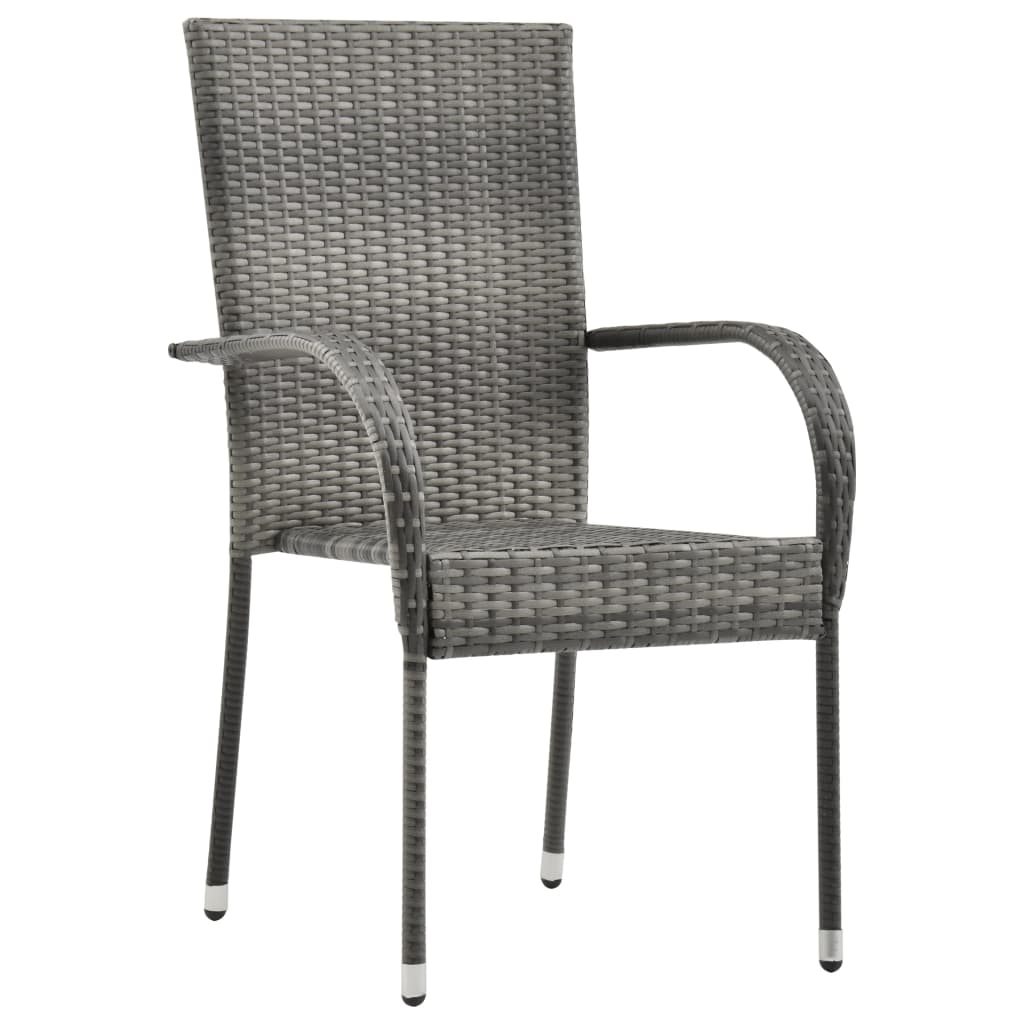 Stackable Patio Chairs 2 pcs Gray Poly Rattan