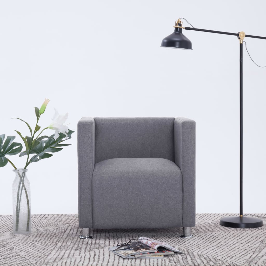 Cube Armchair Light Gray Fabric