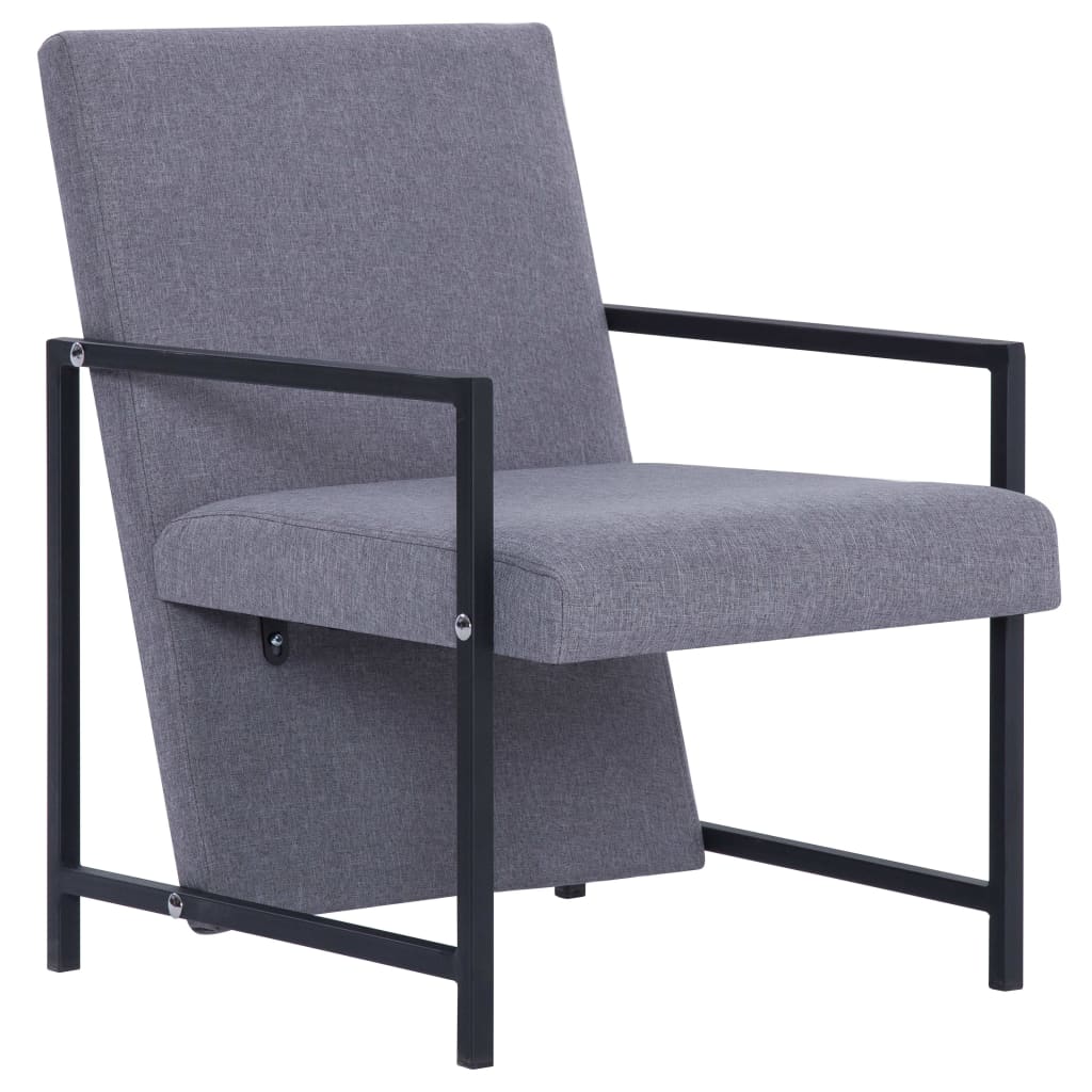 Armchair with Chrome Feet Light Gray Fabric