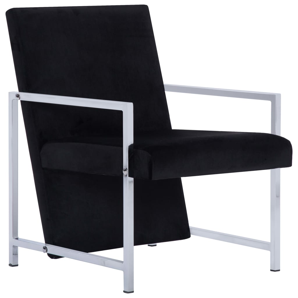 Armchair with Chrome Feet Black Velvet