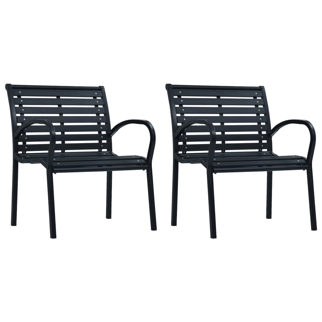 Patio Chairs 2 pcs Black Steel and WPC