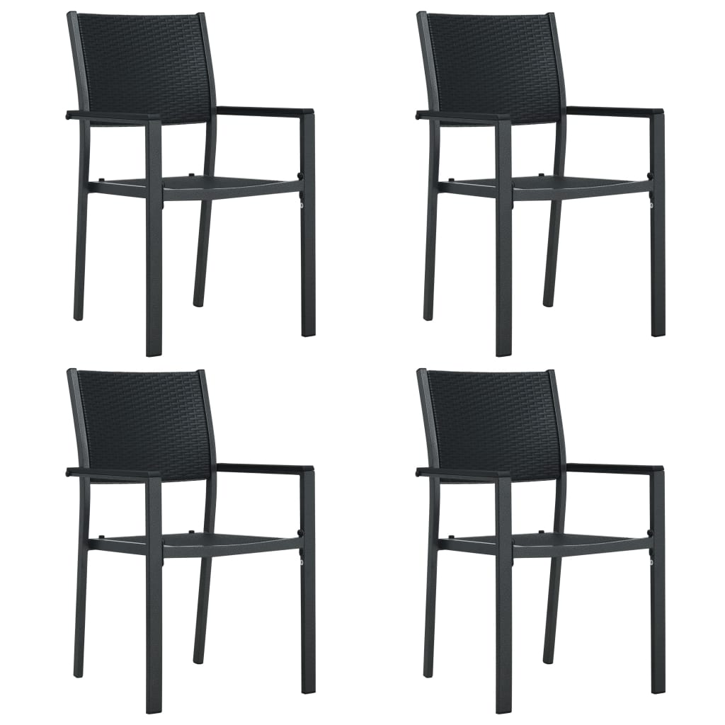 Patio Chairs 4 pcs Black Plastic Rattan Look