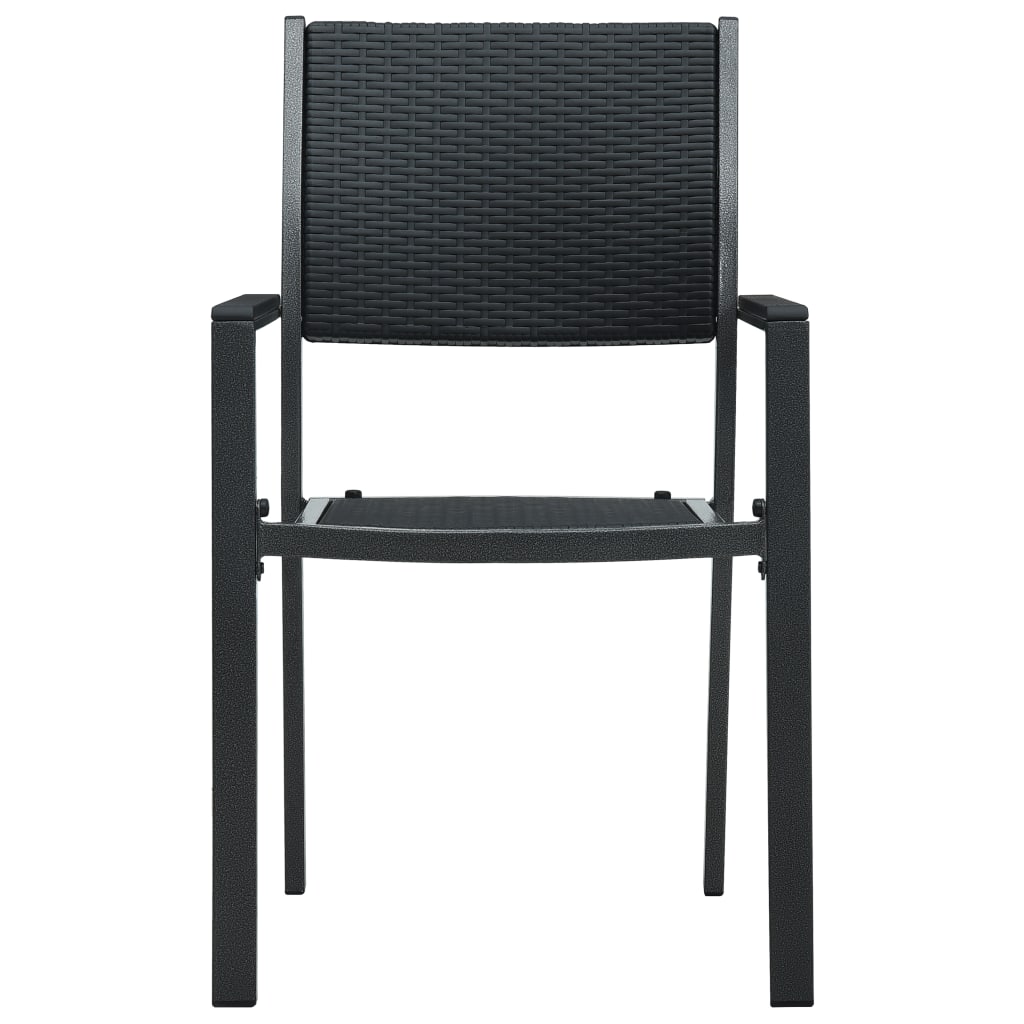 Patio Chairs 4 pcs Black Plastic Rattan Look