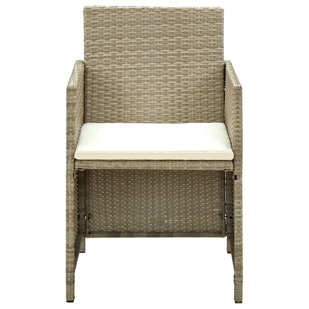 4 Piece Patio Lounge Set with Cushions Beige Poly Rattan