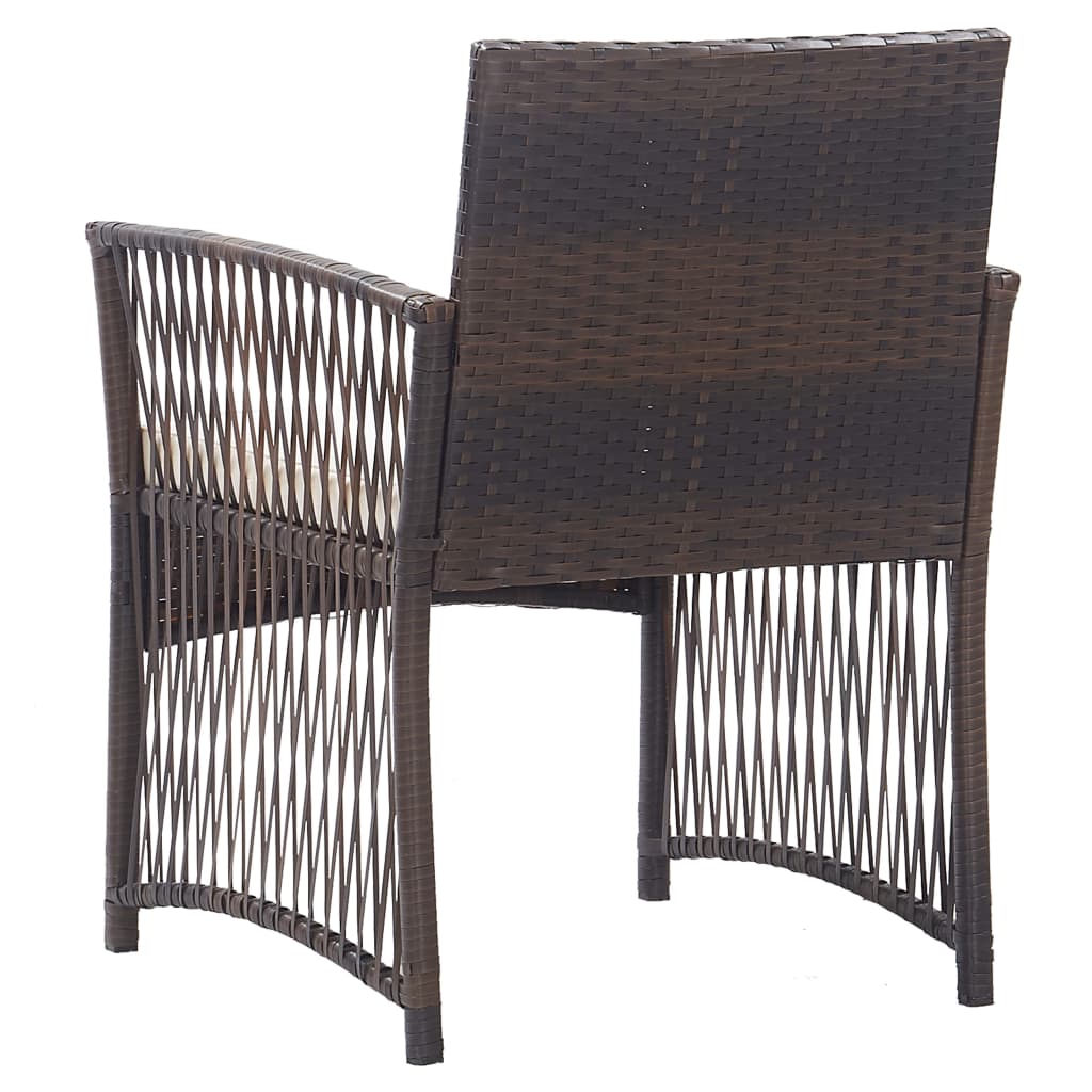 Patio Armchairs with Cushions 2 pcs Brown Poly Rattan