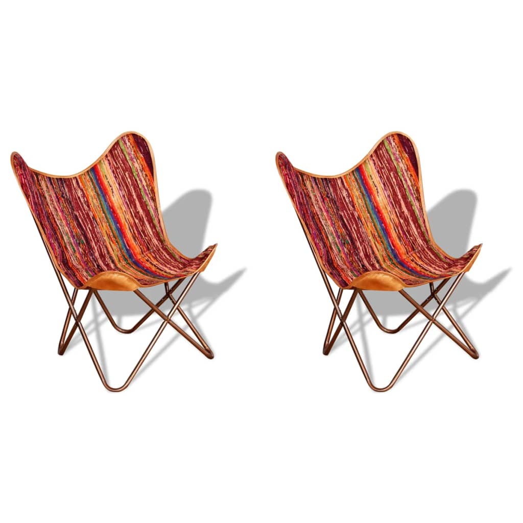 Butterfly Chairs 2 pcs Multicolor Chindi Fabric