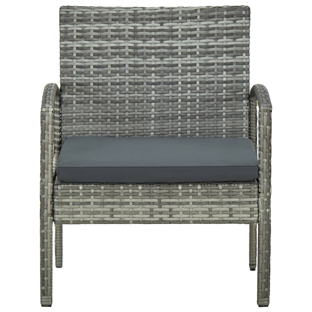 Patio Chair with Cushion Poly Rattan Gray