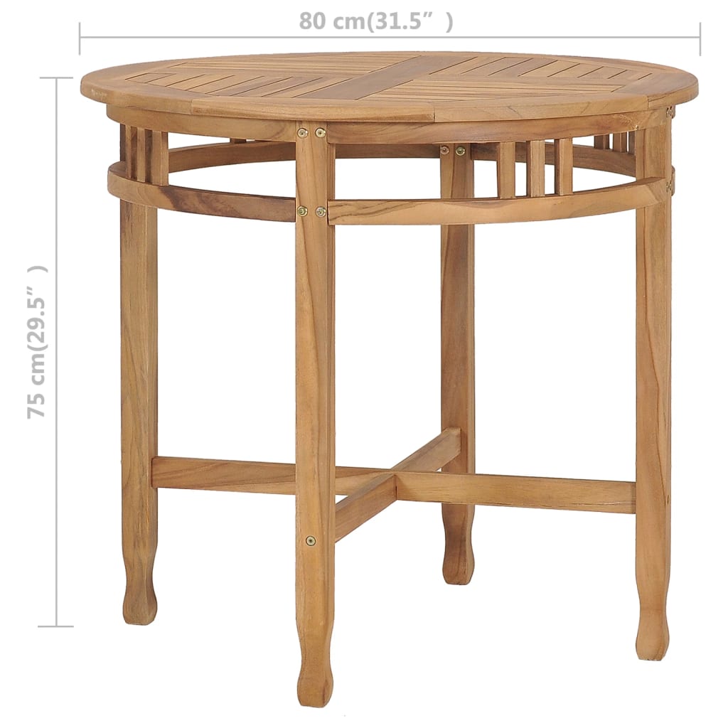 Dining Table Ø 31.5" Solid Teak Wood