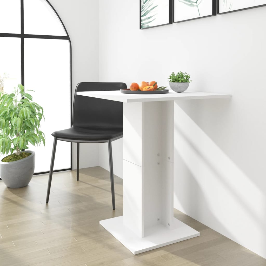 Bistro Table White 23.6"x23.6"x29.5" Engineered Wood