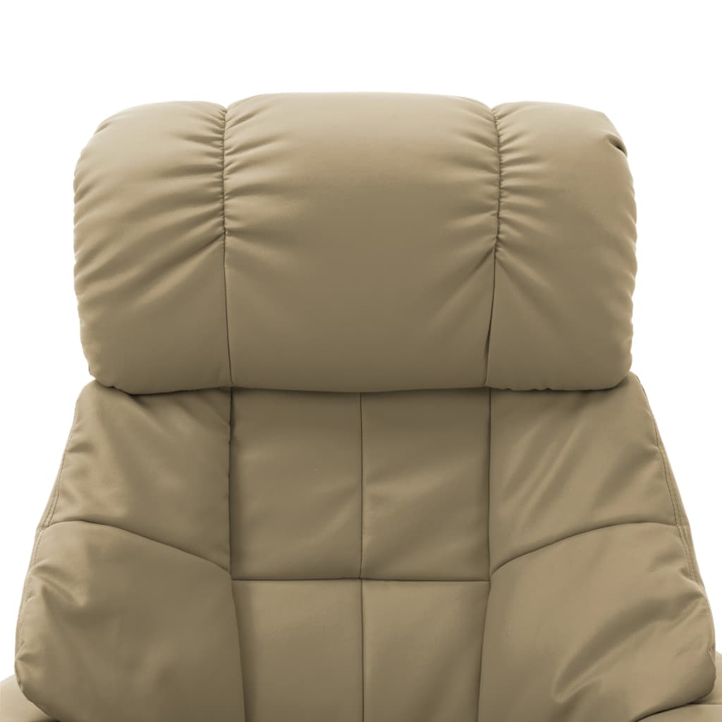 Massage Recliner with Ottoman Cappuccino Faux Leather and Bentwood