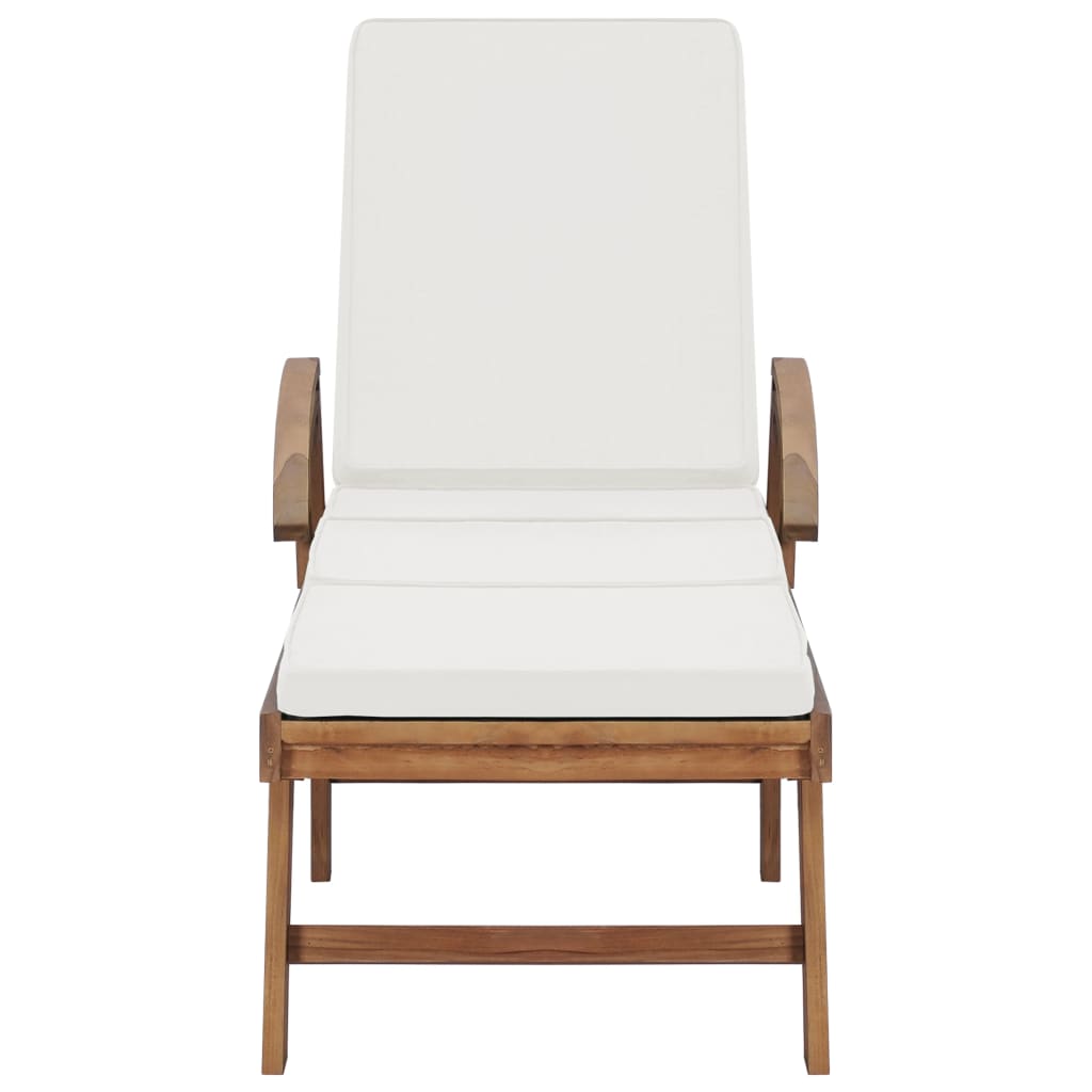 Sun Loungers with Cushions 2 pcs Solid Teak Wood Cream