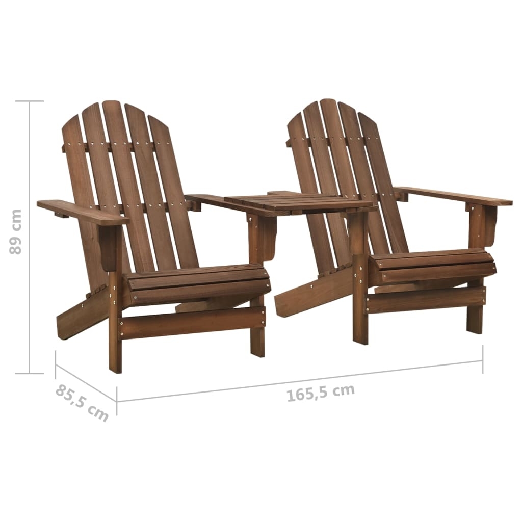 Patio Adirondack Chairs with Tea Table Solid Wood Fir Brown
