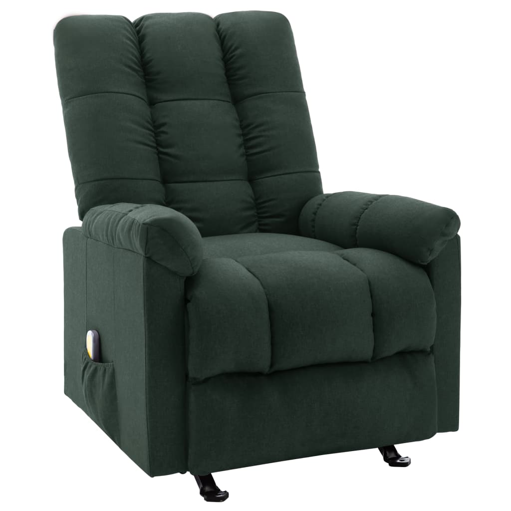 Massage Reclining Chair Dark Green Fabric