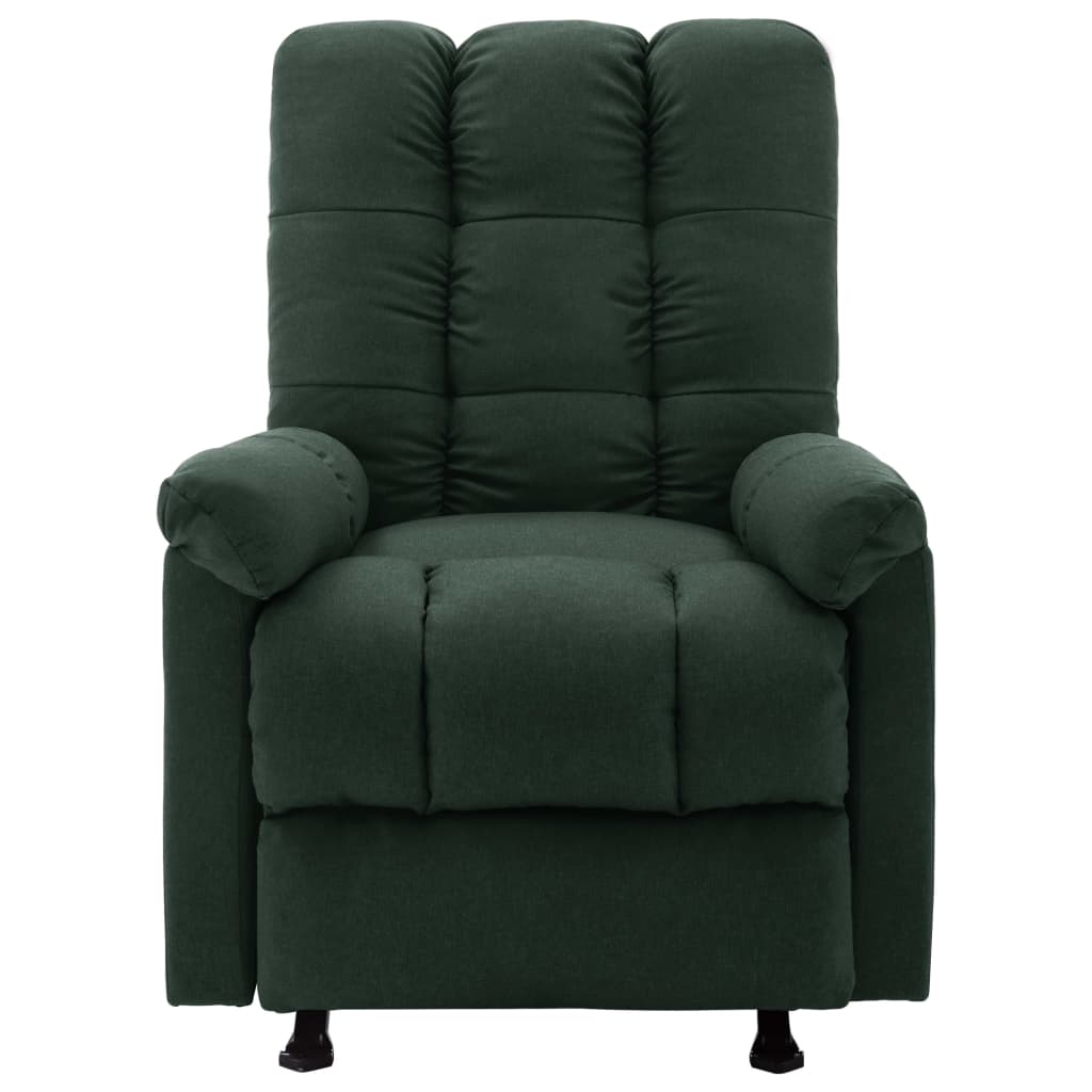 Massage Reclining Chair Dark Green Fabric