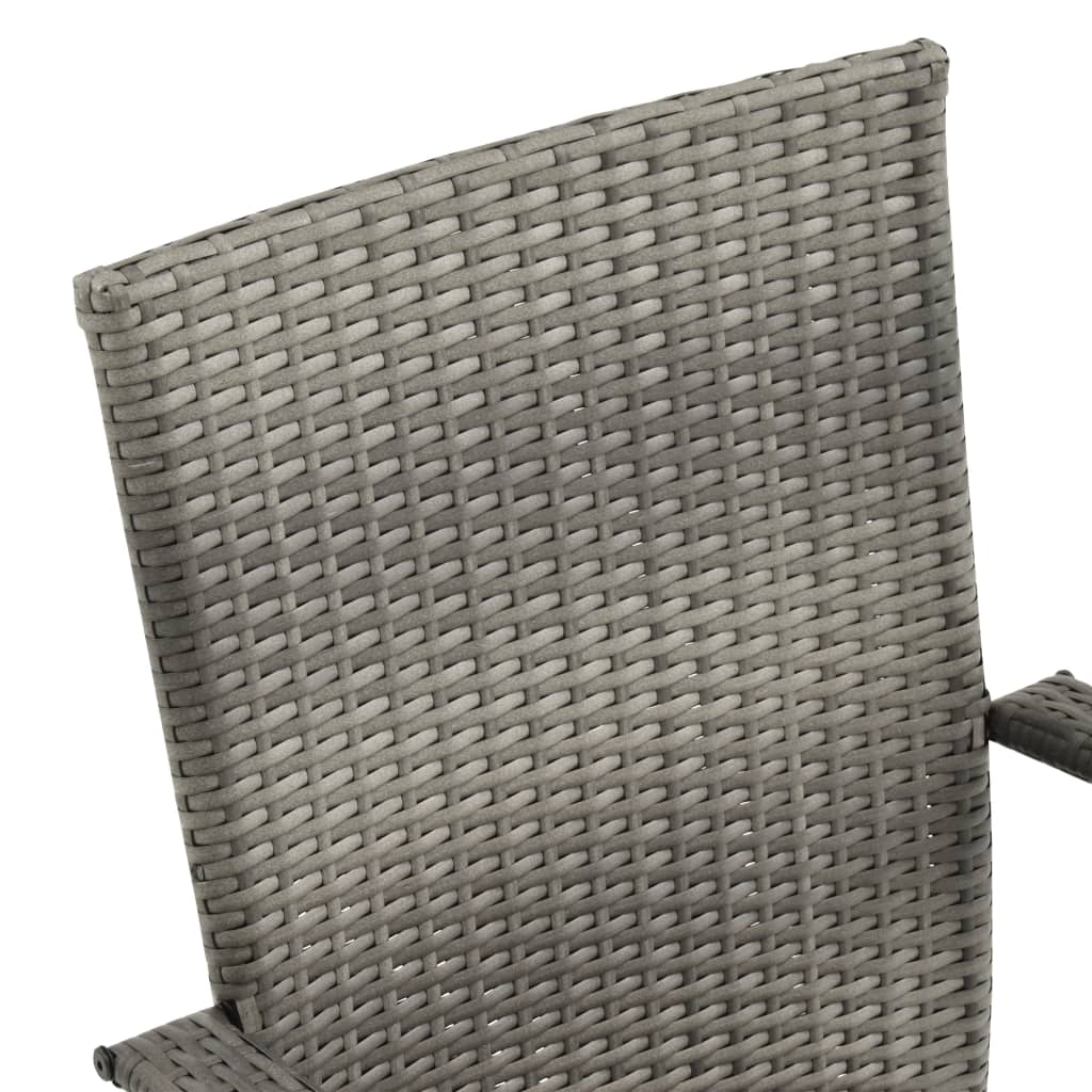 Stackable Patio Chairs 4 pcs Gray Poly Rattan