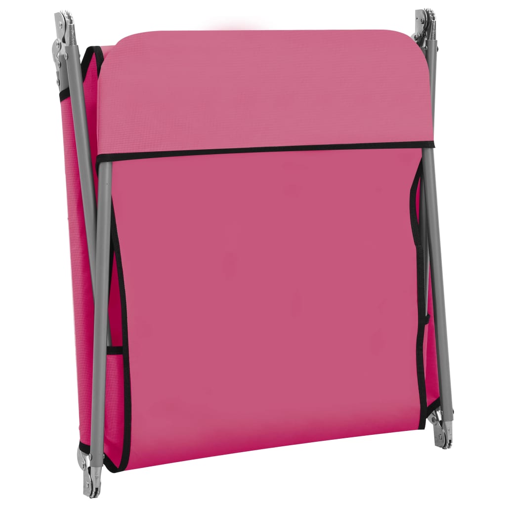 Folding Sun Loungers 2 pcs Steel and Fabric Pink