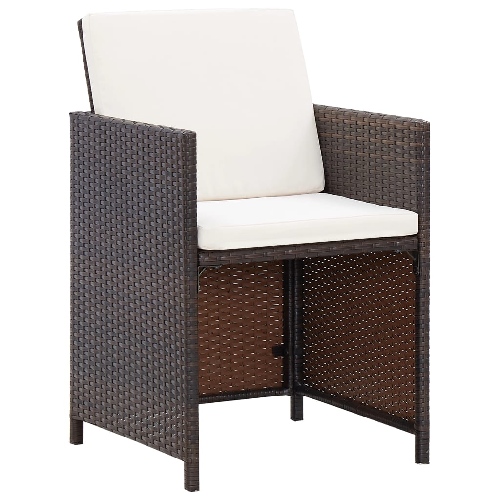 Patio Chairs with Cushions 2 pcs Poly Rattan Brown