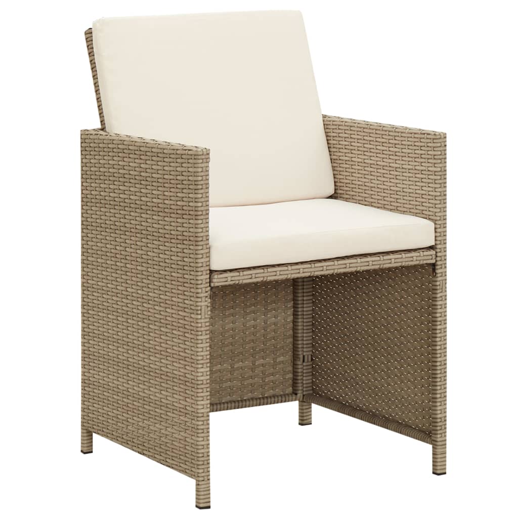 Patio Chairs with Cushions 2 pcs Poly Rattan Beige