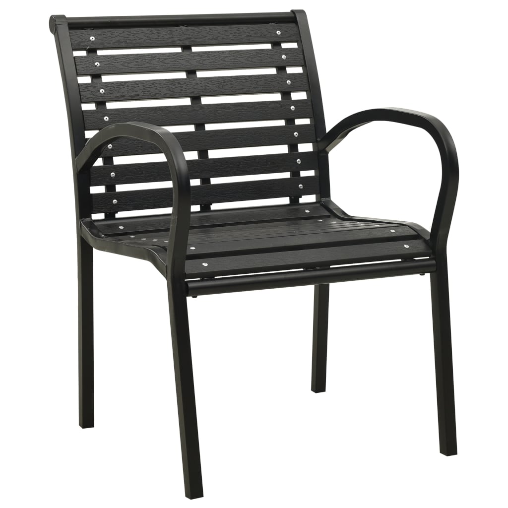 Patio Chairs 2 pcs Steel and WPC Black