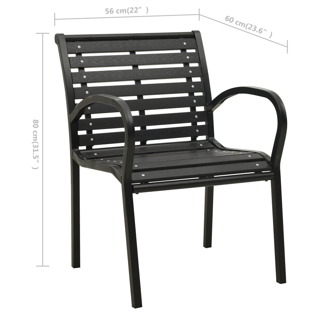 Patio Chairs 2 pcs Steel and WPC Black