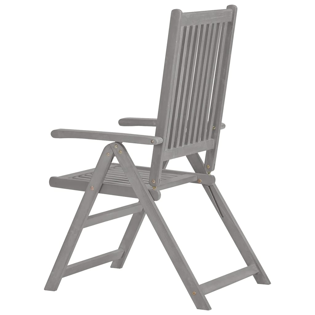 Patio Reclining Chairs 3 pcs Gray Solid Acacia Wood